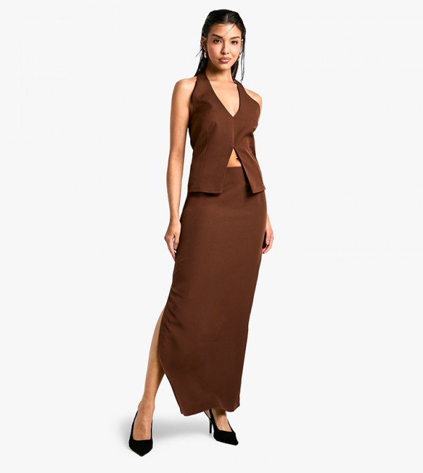 Woven Tailored Maxi Skirt