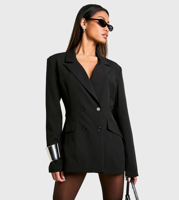 Woven Fitted Open Back Tailored Blazer