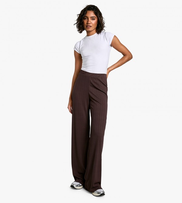 Tall Jersey Rib Wide Leg Rib Trousers