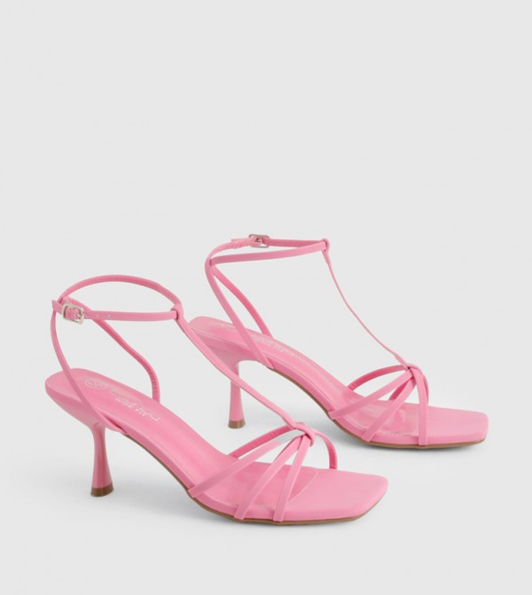 Wide Fit Knot Detail T Bar Heeled Sandals