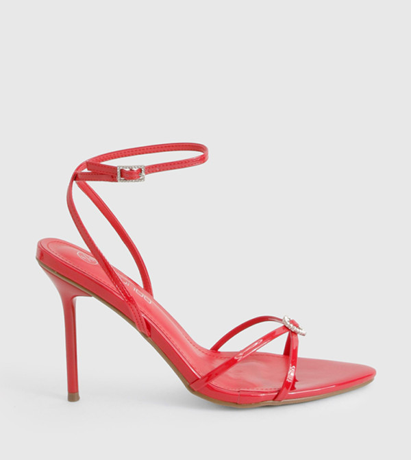 Embellished Heart Strappy Heel Sandals