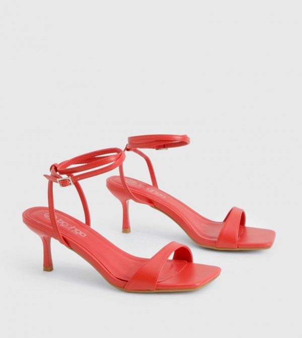 Wide Fit Two Part Low Strappy Heeled Sandals