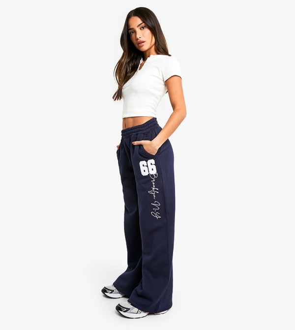 Petite Embroidered Wide Leg Sweatpants