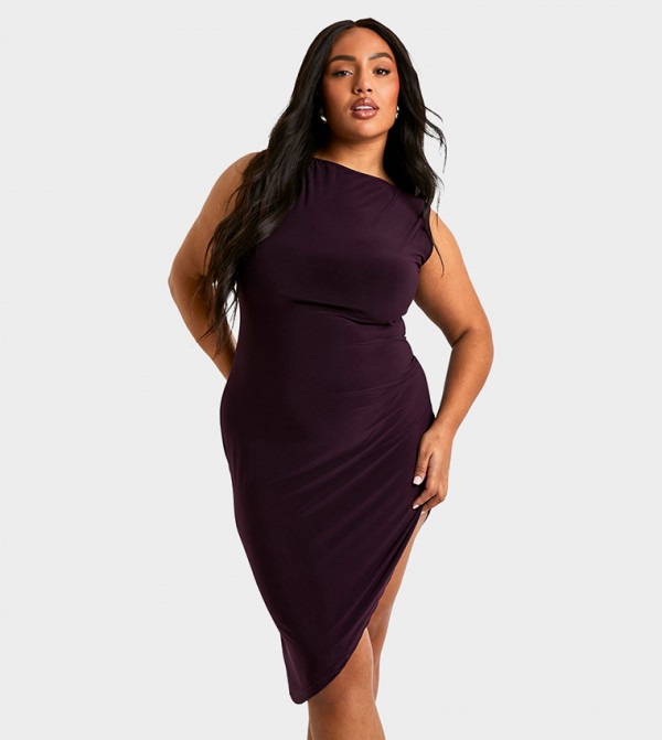 Curve Racer Asymmetric Hem Midi Dress