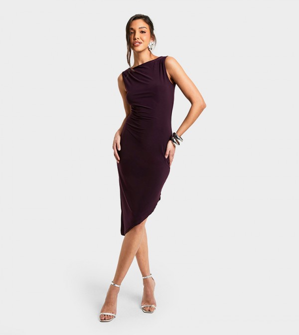 Asymmetric Hem Midi Dress