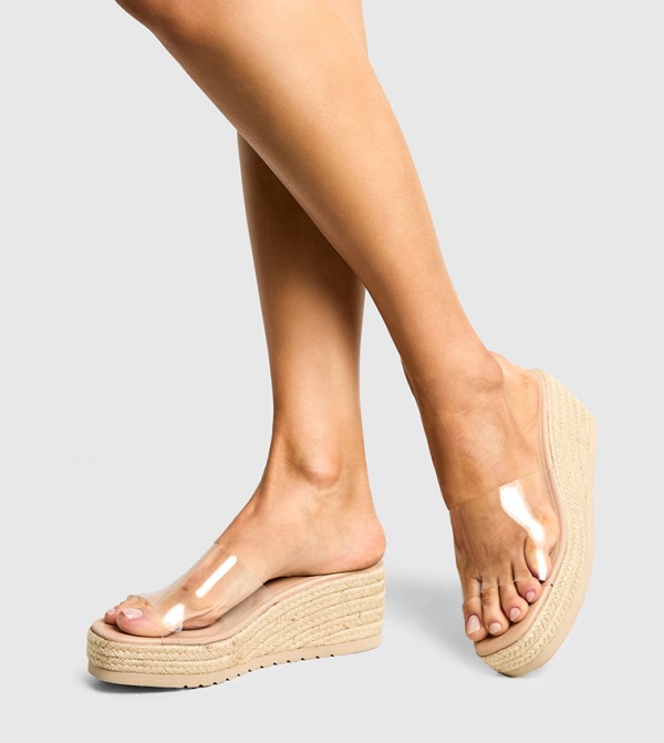 Clear Espadrille Wedge Sandals