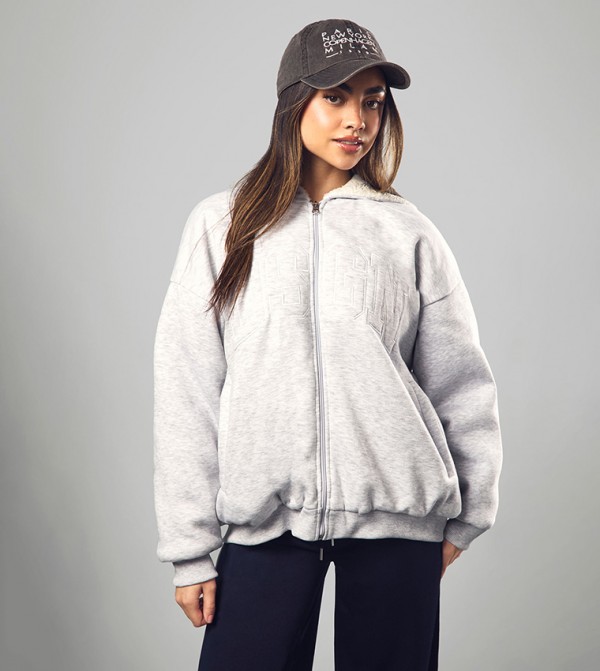 Dsgn Fleece Lined Zip-Through Hooded Jacket