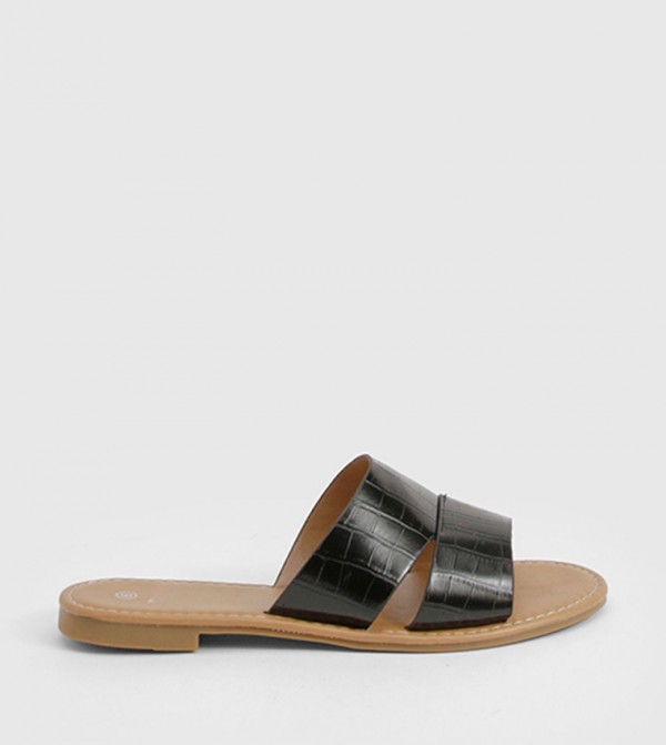 Croc Peep Toe Slide Sandals