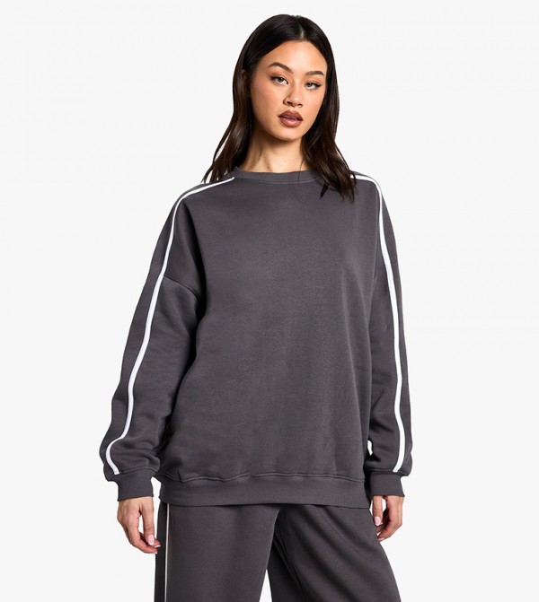 Tall Side Striped Oversized Sweatshirt