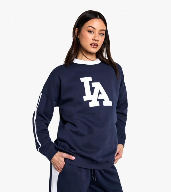 Tall LA Appliqued Side Striped Sweatshirt