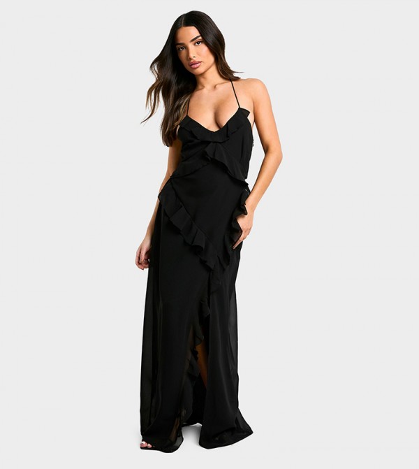 Petite Chiffon Ruffle Maxi Dress