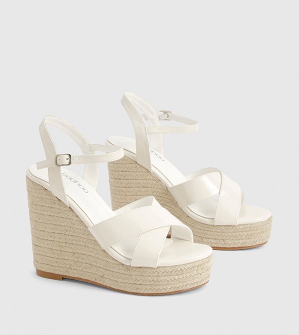 Wide Fit Crossover Espadrille Wedges