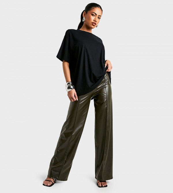 High Waist Wide Leg Pu Trousers
