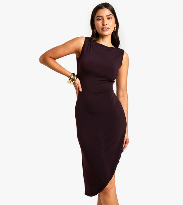 Tall Sleeveless Asymmetric Hem Midi Dress