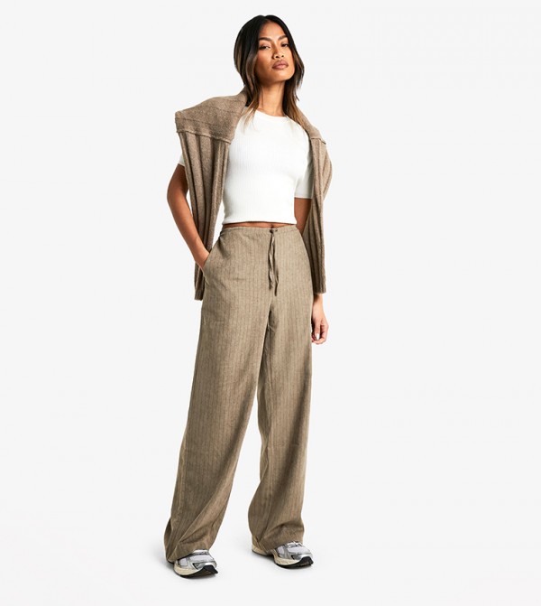 Striped Oversized Wide Leg Trousers