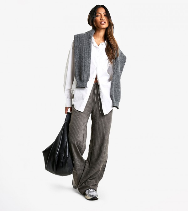 Striped Oversized Wide Leg Trousers