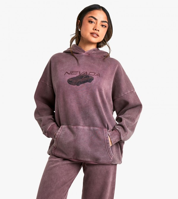 Nevada Car Graphic Washed Oversized Hoodie