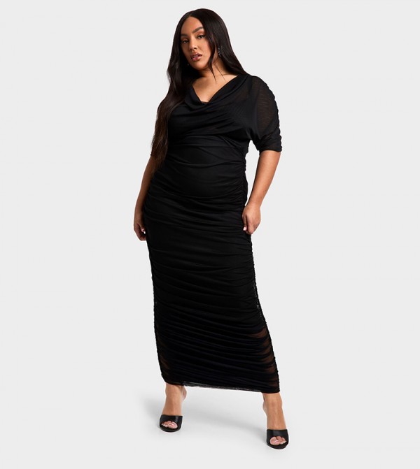Curve Cowl Neck Ruched Midaxi Dress
