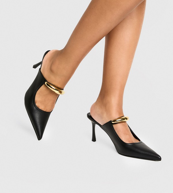 Metal Accent Mule Pumps