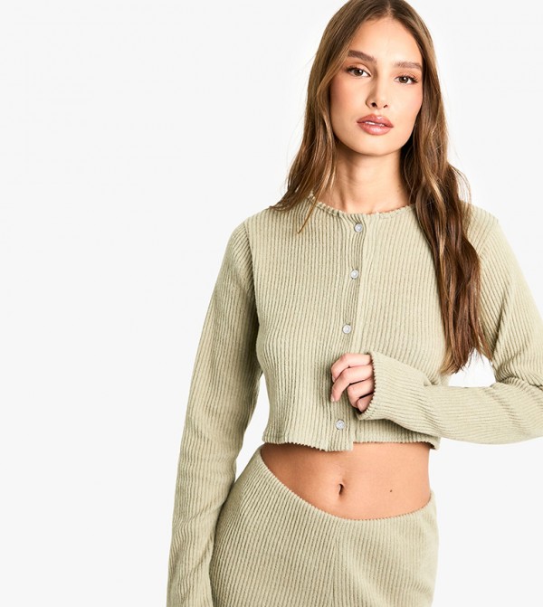 Brushed Chunky Ribbed Crop Cardigan