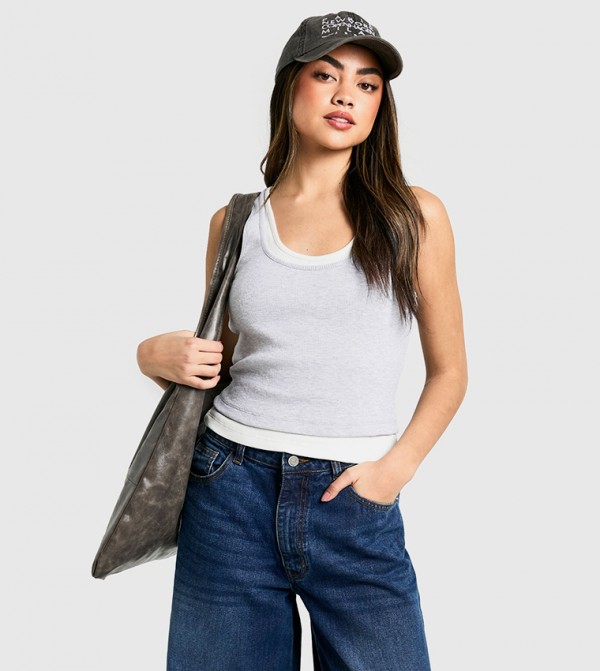 2 In1 Ribbed Double Layer Top