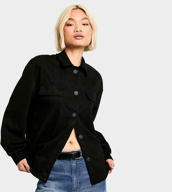 Suede Look Oversized Shirt