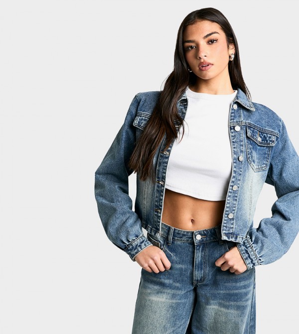 Shoulder Pad Detail Denim Jacket