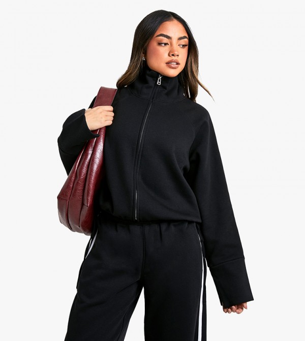 High Neck Zip-Through Oversized Jacket
