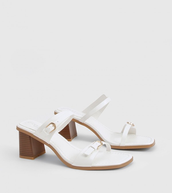 Wide Fit Double Strap Stacked Heeled Sandals