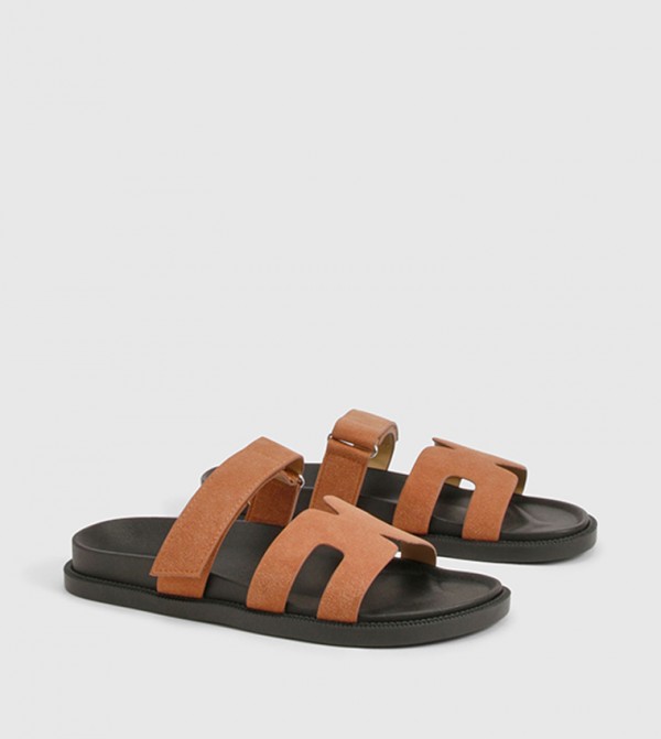 Faux Suede Cutout Sliders