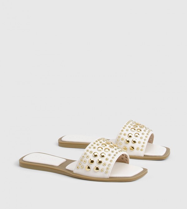 Wide Fit Studded Flat Sandals