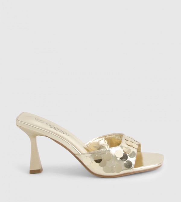 Sequined Open Toe Heel Sandals
