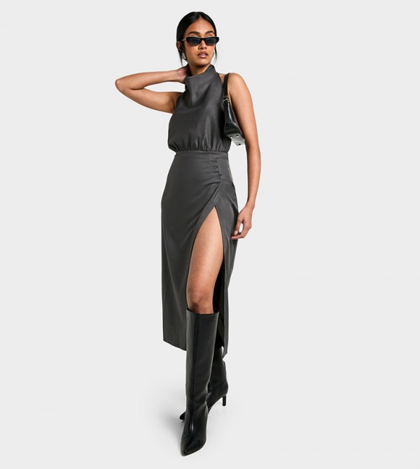 High Cowl Tailored Midaxi Dress