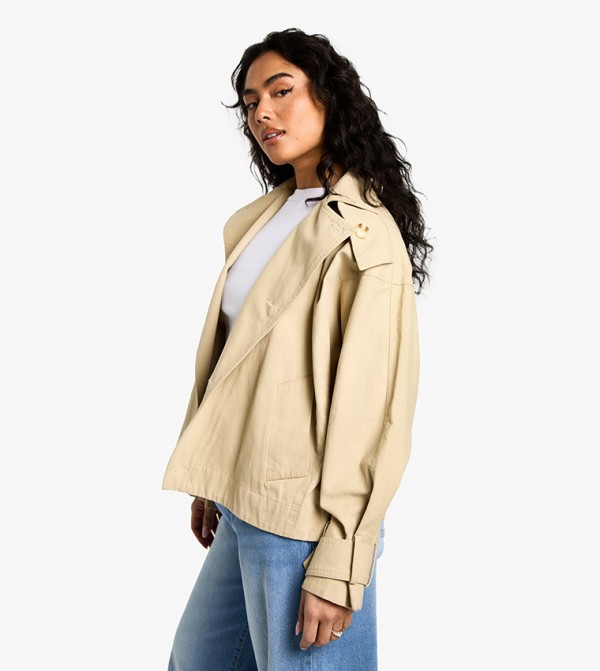 Asymmetric Long Sleeves Trench Coat