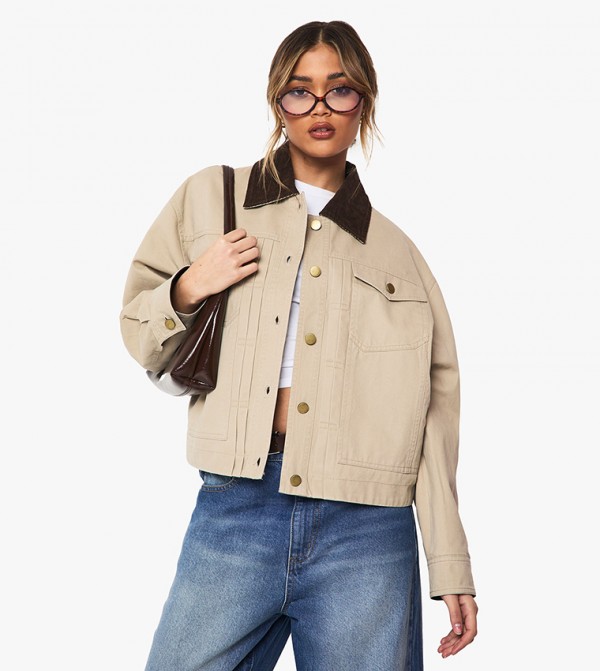 Contrast Collar Barn Jacket