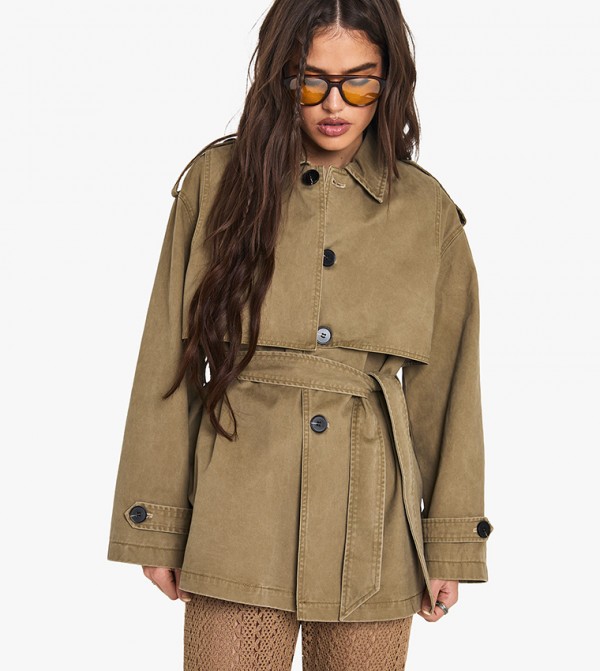 Belted Short Trench Coat