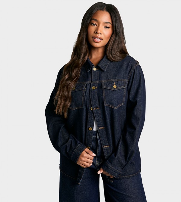 Curve Washed Denim Shacket