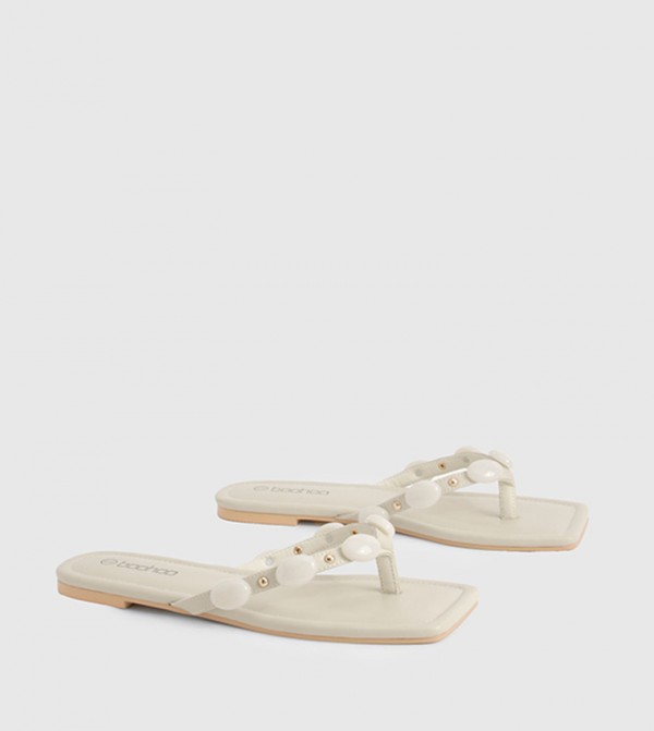 Beaded Detail Flat Sandals
