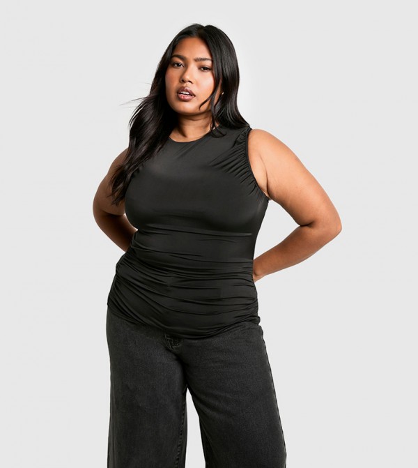 Curve Double Layer Draped Sleeveless Top