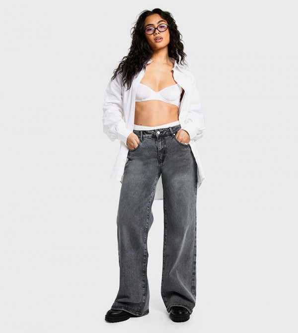 Washed Low Waist Boyfriend Jeans