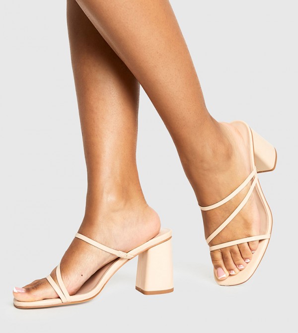 Asymmetric Block Heel Sandals