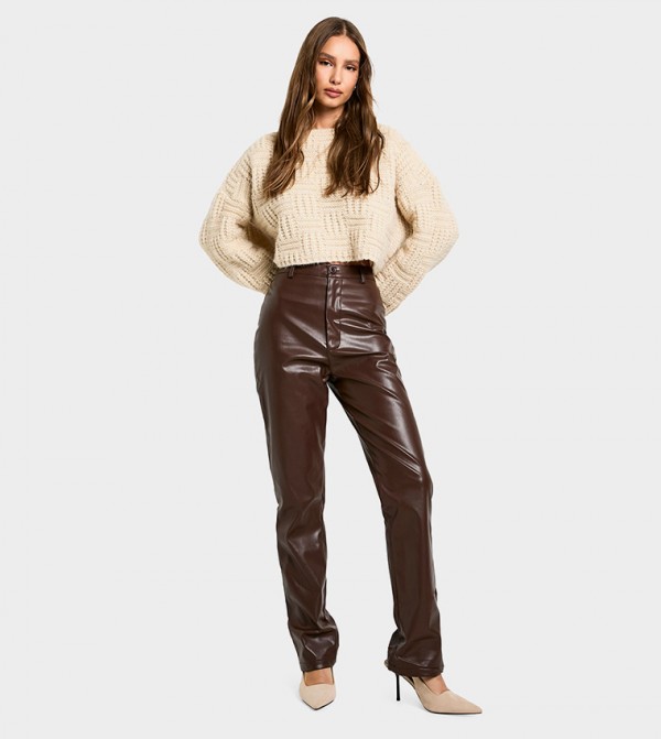High Waist Pu Trousers