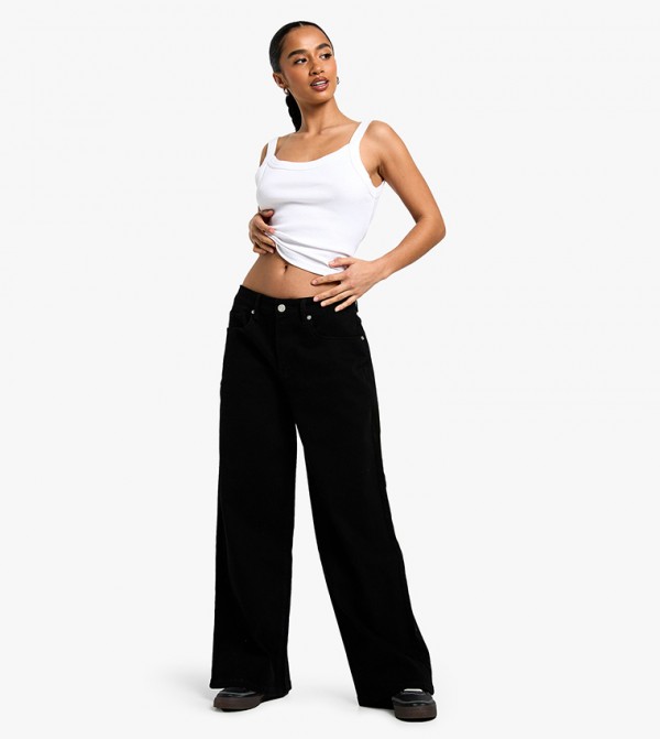 Petite Washed Wide Leg Jeans