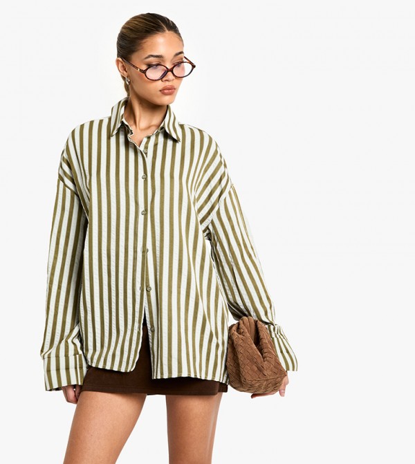 Striped Long Sleeves Oversized Shirt