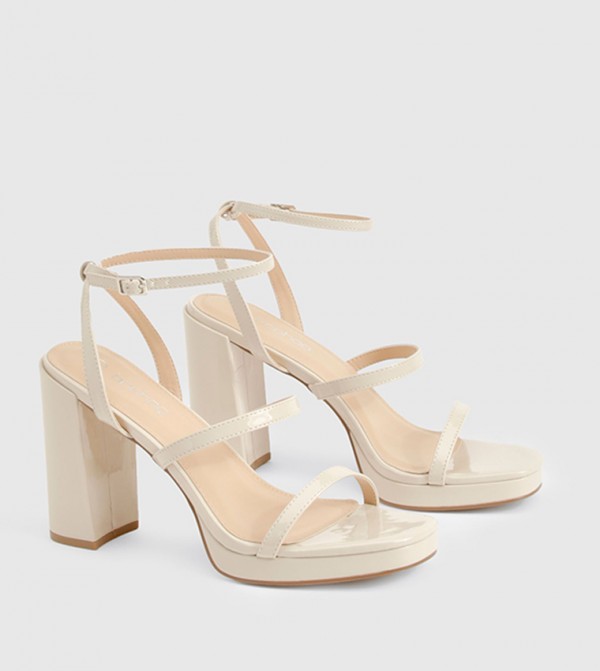 Patent Triple Strap Platform Heel Sandals