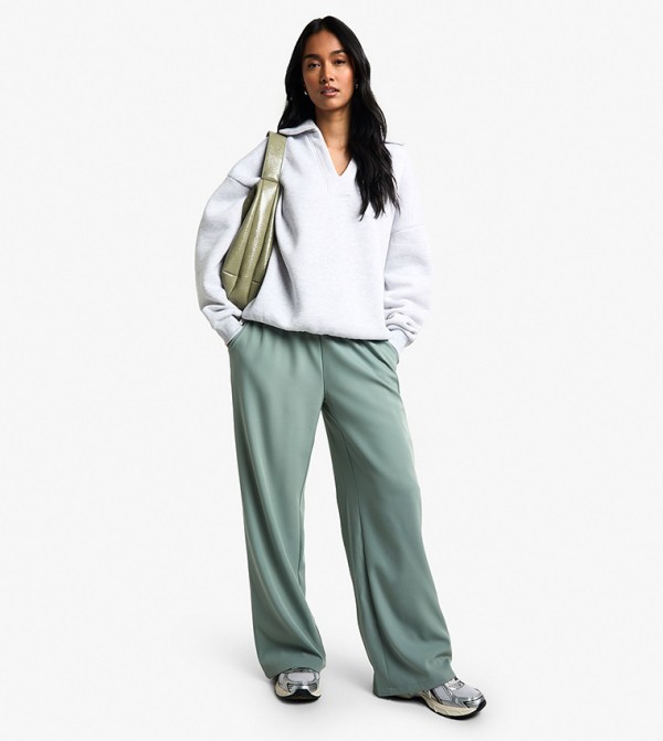 Fluid Elastic Wide Leg Trousers