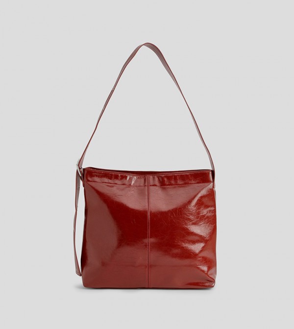Textured PU Strap Detail Shoulder Bag