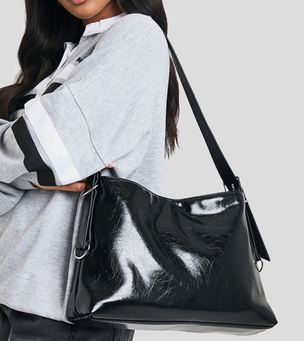 Textured Leather Look Shoulder Bag