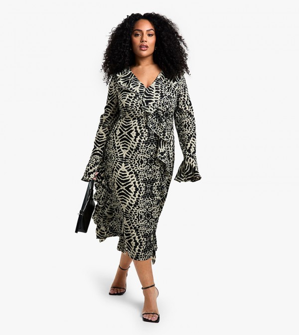 Curve Animal Print Chiffon Midi Dress