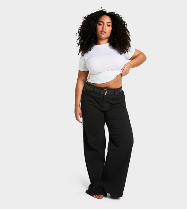 Curve Washed Wide Leg Jeans